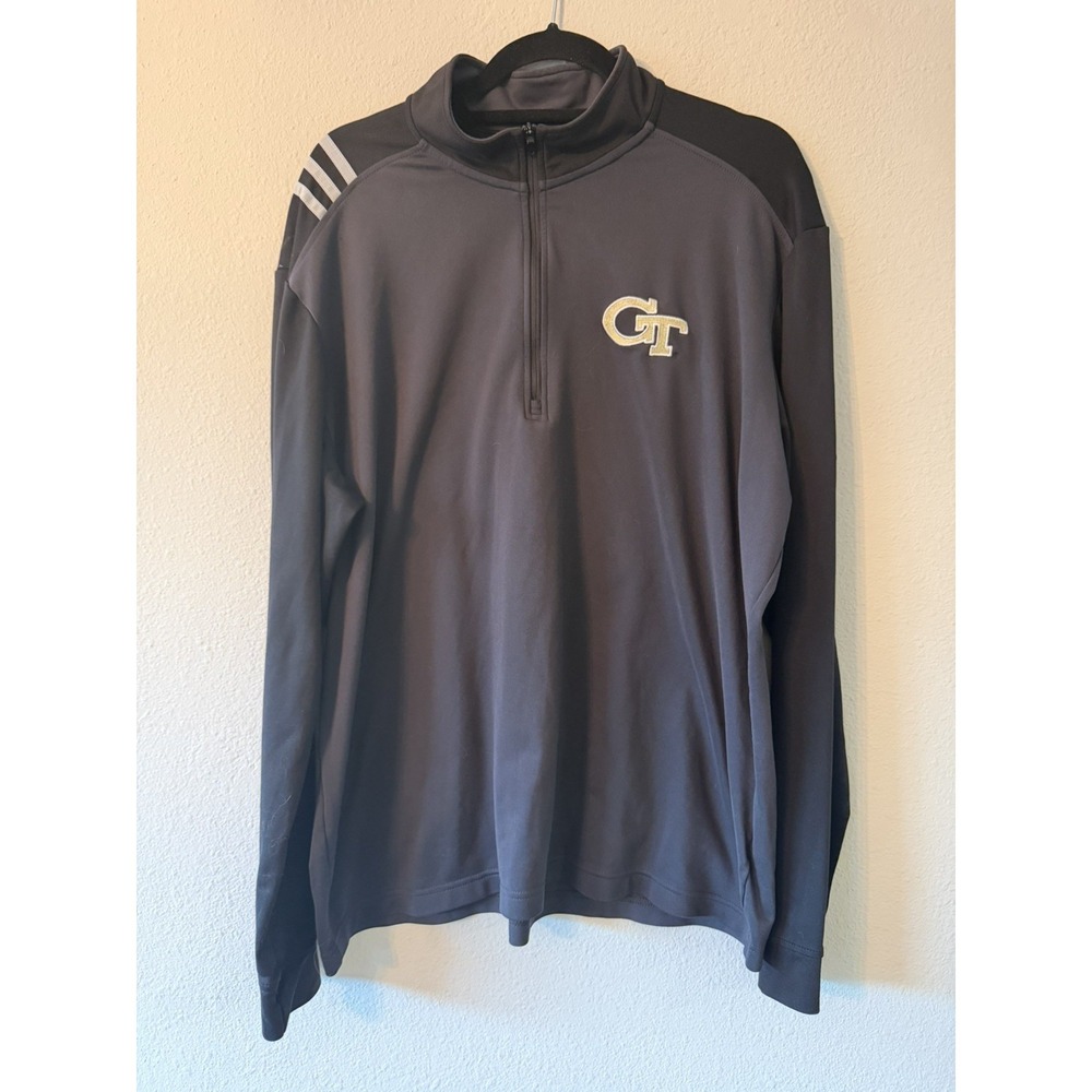 Georgia Tech Yellow Jackets Adidas 1/4‎ Zip Pullover Men XL Gray Performance